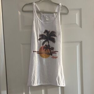 White Hawaii Tank Top with Palm Tree Print